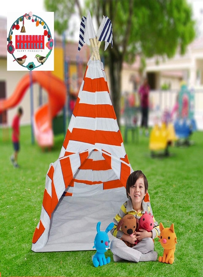 CREATIVE TEXTILES Tent House for Kids Cotton Tent House | Play House for 2 Yrs and Above Kids (Orange) - Image 4